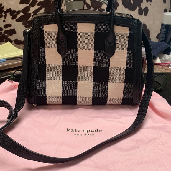 Kate Spade Black and White Plaid Satchel Crossbody - Picture 2 of 2